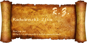 Radvánszki Zita névjegykártya